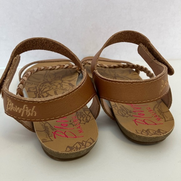 Blowfish Malibu Kids Girl’s Braided Flat Sandals, Size 3, Tan w Rose Gold Braid - Picture 2 of 8